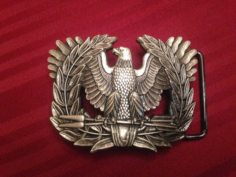 BURNT STAINLESS WARRANT OFFICER BELT BUCKLE